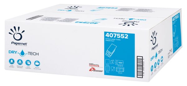 Papernet® DryTech W-Fold 2-kihiline Lehträtik 100 lehte, mõõdud 20,3x32 cm, 20 pakki