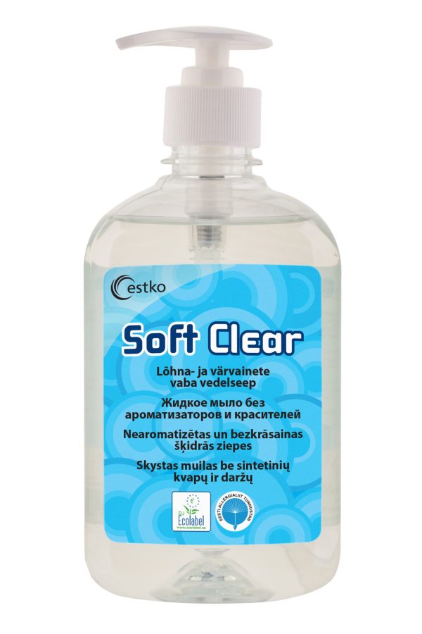 Soft Clear pumbaga (lõhnatu, värvitu) 0,5L vedelseep