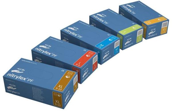 Nitriilkinnas Nitrylex PF S 6-7 sinine 100tk/pk puudrita